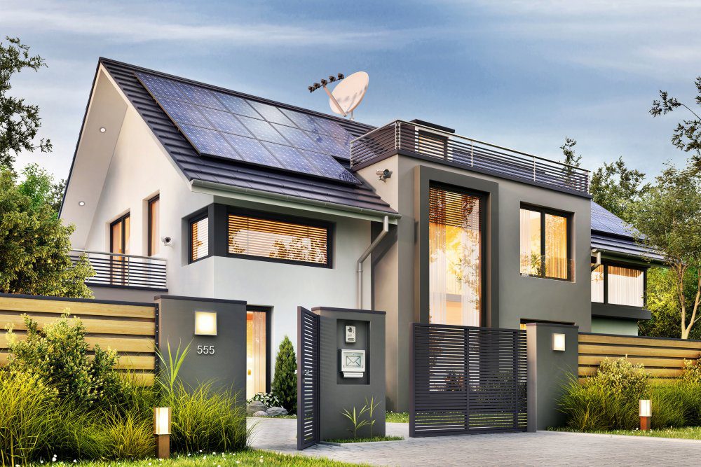 residential house with solar panels